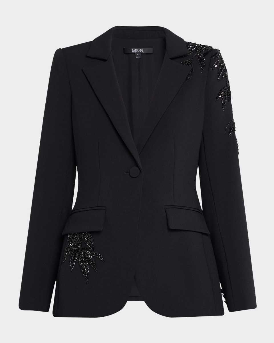 Single-Button Bead Embellished Jacket